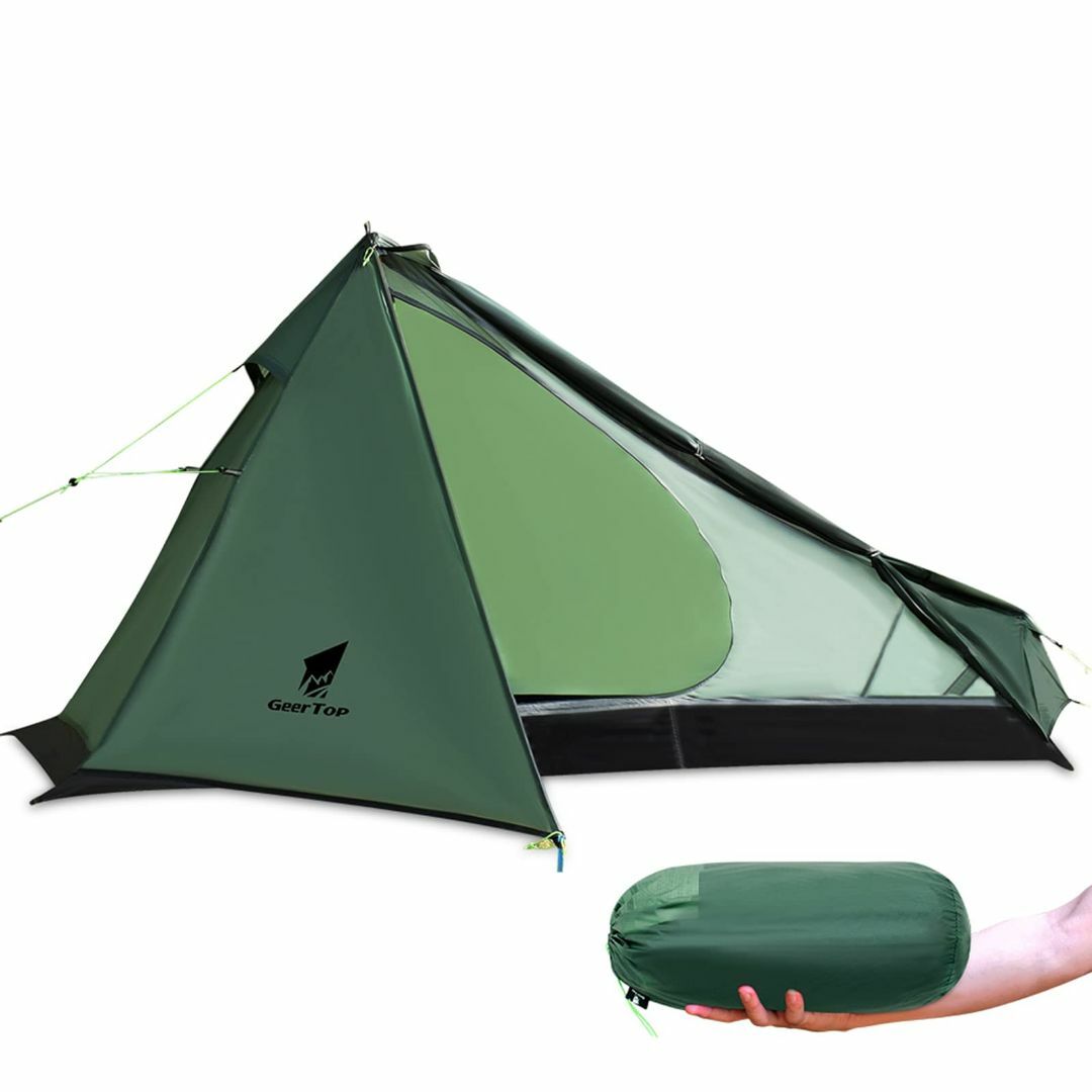 【サイズ:右開きドア】GEERTOP テント 1人用 ソロテント ワンポールテン210×60cm高さ