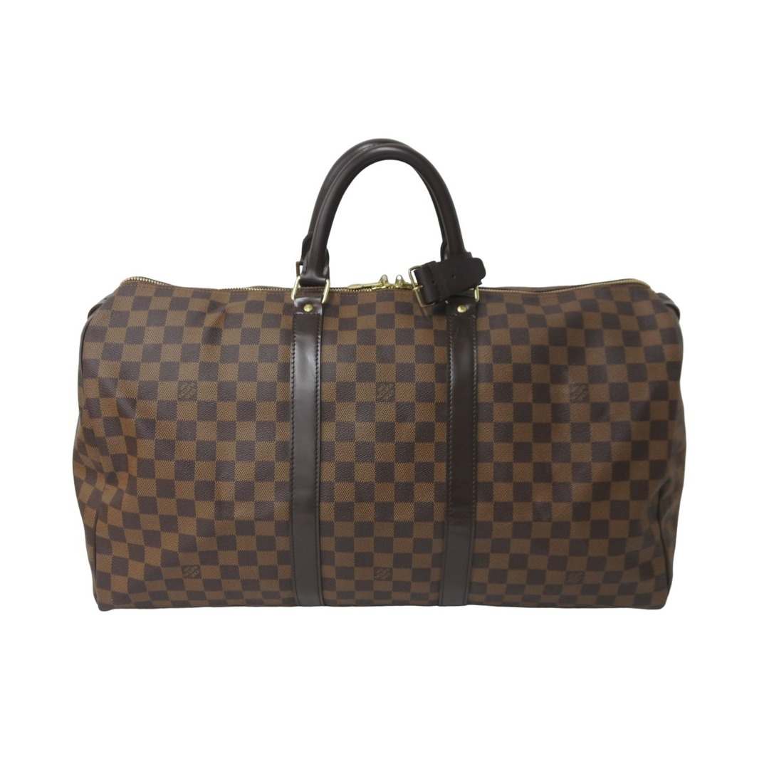 極美品 LOUIS VUITTON ルイヴィトン ダミエ キーポル50 ボストンバッグ N41427 コーティングキャンバス ブラウン  57782ボストンバッグ