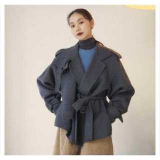 ランデブー(RANDEBOO)の値下げ　RANDEBOO half trench wool coat gray(トレンチコート)