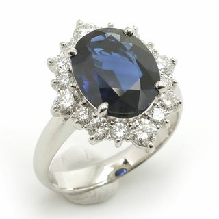 サファイアダイヤリング 約12号 PT900・S4.15ct・D0.89ct(リング(指輪))