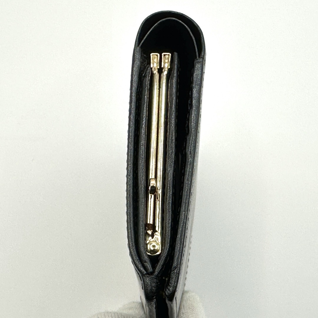 OMEGA(オメガ)のOMEGA オメガ レザー がま口 二つ折り ウォレット レザー ブラック メンズのファッション小物(折り財布)の商品写真