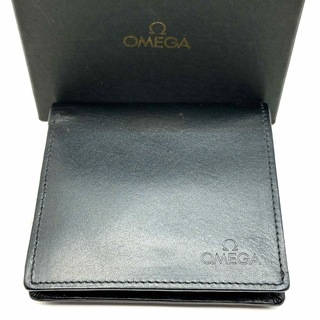 オメガ(OMEGA)のOMEGA オメガ レザー がま口 二つ折り ウォレット レザー ブラック(折り財布)