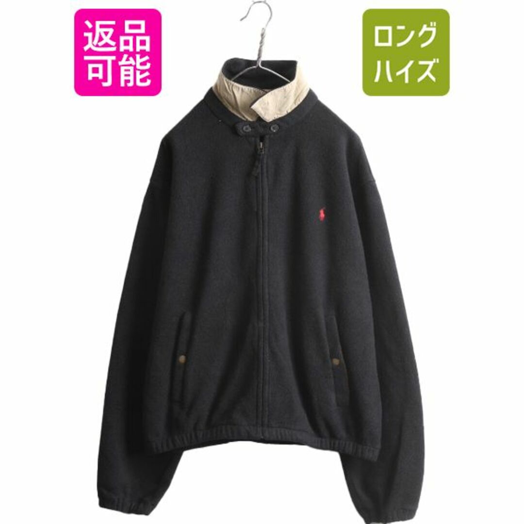 ジャケット/アウター90s ポロ ラルフローレン フリース スイングトップ ジャケット メンズ L /  90年代 オールド POLO ジャンパー ブルゾン フルジップ 黒