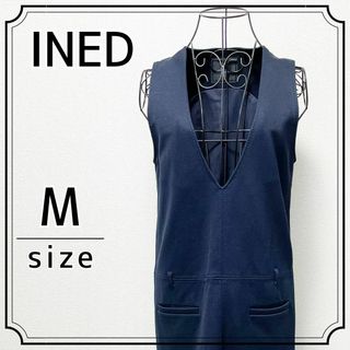 イネド(INED)の♥美品♥INED ジャンパースカート ワンピース ネイビー イネド(ひざ丈ワンピース)