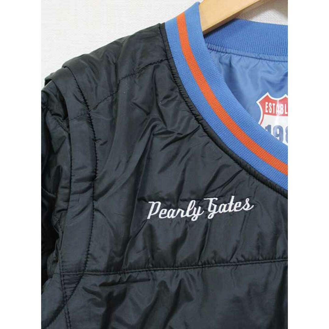 PEARLY GATES(パーリーゲイツ)の【秋物 新入荷】☆PEARLY GATES/パーリーゲイツ☆リバーシブル中綿プルオーバー/ゴルフウェア/Vネック/ポケット/ベスト/長袖/ノースリーブ ブルー/青 ブラック/黒 レディース 0【中古】秋冬 821132 スポーツ/アウトドアのゴルフ(ウエア)の商品写真