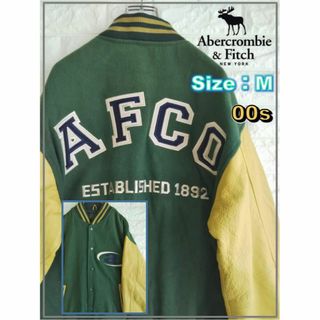 アバクロンビーアンドフィッチ(Abercrombie&Fitch)の【レアカラー】アバクロ 00s ヴィンテージ スタジャン 切替レザー　3535(スタジャン)