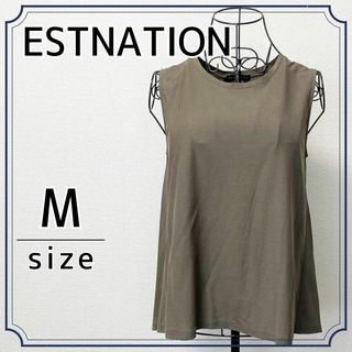 エストネーション(ESTNATION)のESTNATION バックスリットノースリーブトップス カーキ エストネーション(Tシャツ(半袖/袖なし))