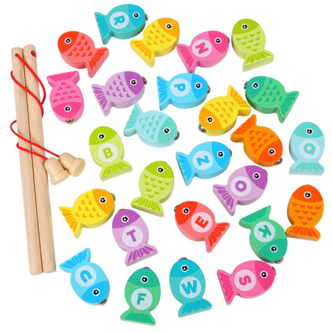 再入荷！木製おもちゃ 魚釣り 木のおもちゃ 知育玩具 アルファベット 幼児