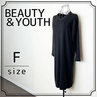 ビューティアンドユースユナイテッドアローズ(BEAUTY&YOUTH UNITED ARROWS)の⭐️万能カラー⭐️BEAUTY＆YOUTH Vネックニットワンピース 手洗いOK(ひざ丈ワンピース)