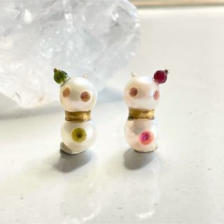 k10 淡水パールの雪だるま　ピアス(ピアス)