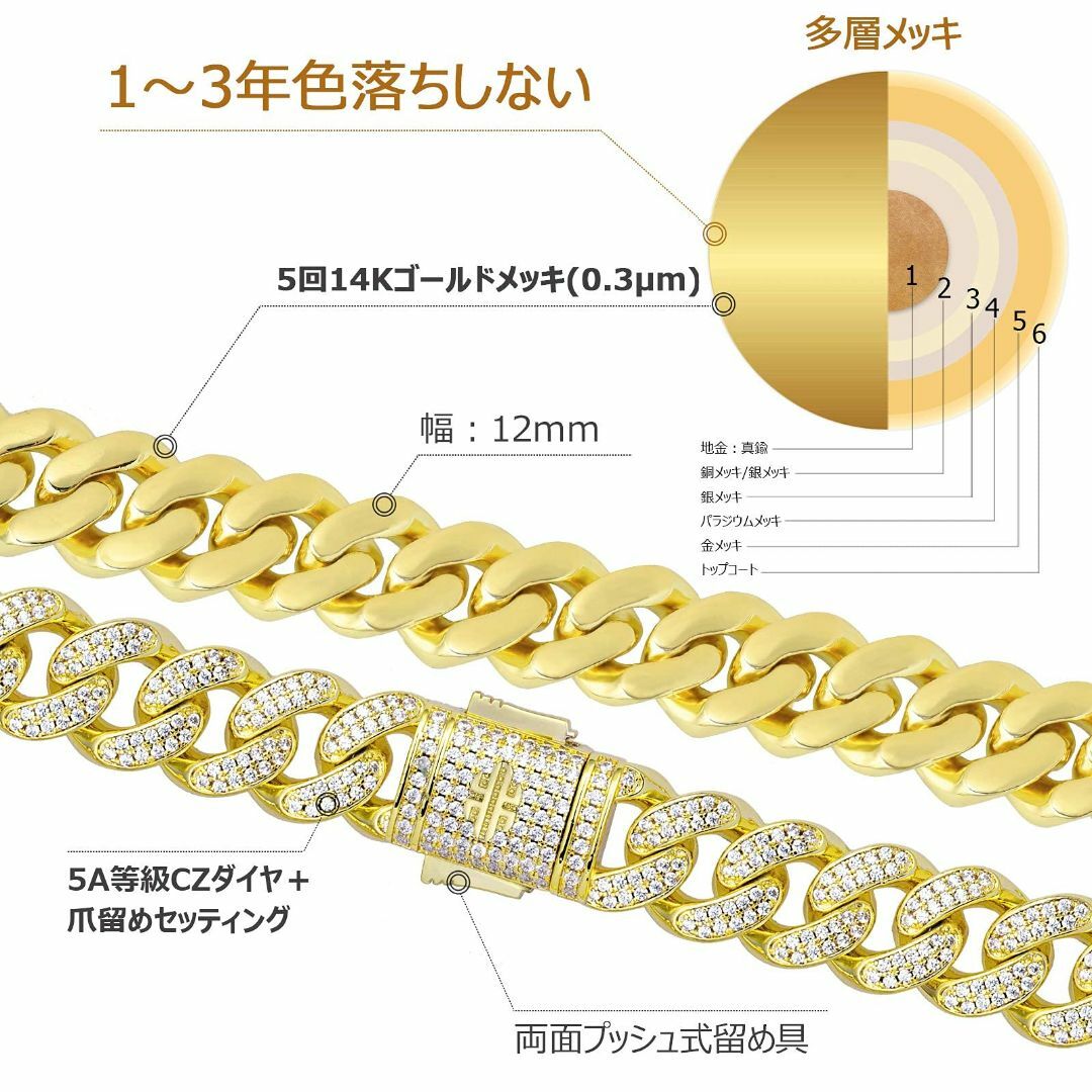 色: 12mm-イエローゴールド】KRKC&CO 12/18mm 喜平ネックレ 色: 12mm-イエローゴールド】KRKC&CO 12/18mm 喜平ネックレ