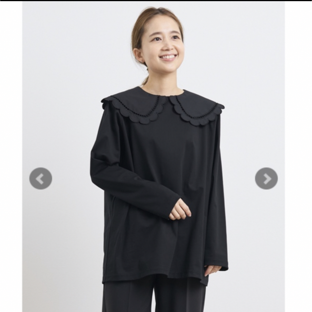 yori スカラップカラーロンtee ブラック yori スカラップカラーロンtee ブラック