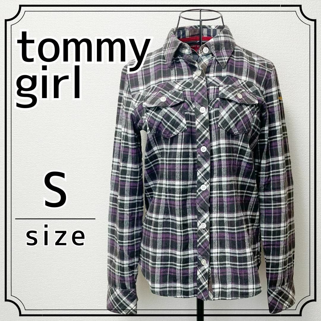 tommy girl(トミーガール)の⭐️綿100％⭐️tommy girl 紫系チェック ネルシャツ トミーガール レディースのトップス(カットソー(半袖/袖なし))の商品写真