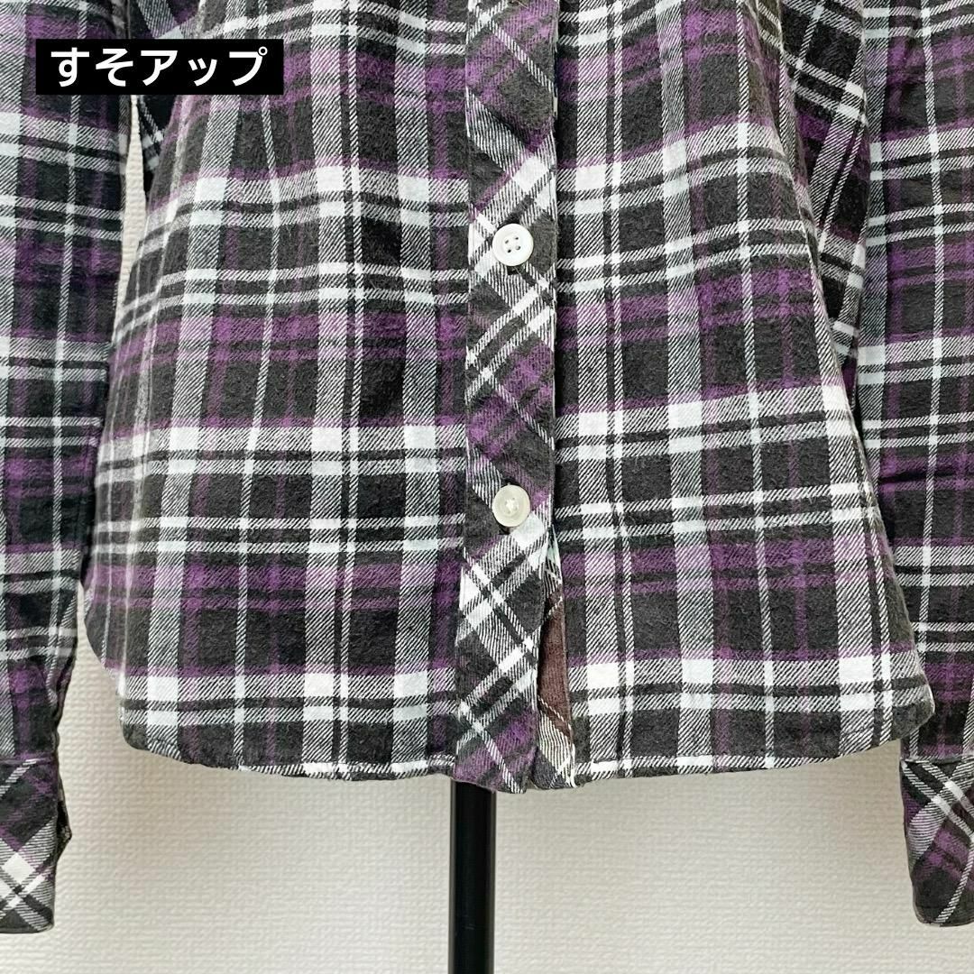 tommy girl(トミーガール)の⭐️綿100％⭐️tommy girl 紫系チェック ネルシャツ トミーガール レディースのトップス(カットソー(半袖/袖なし))の商品写真