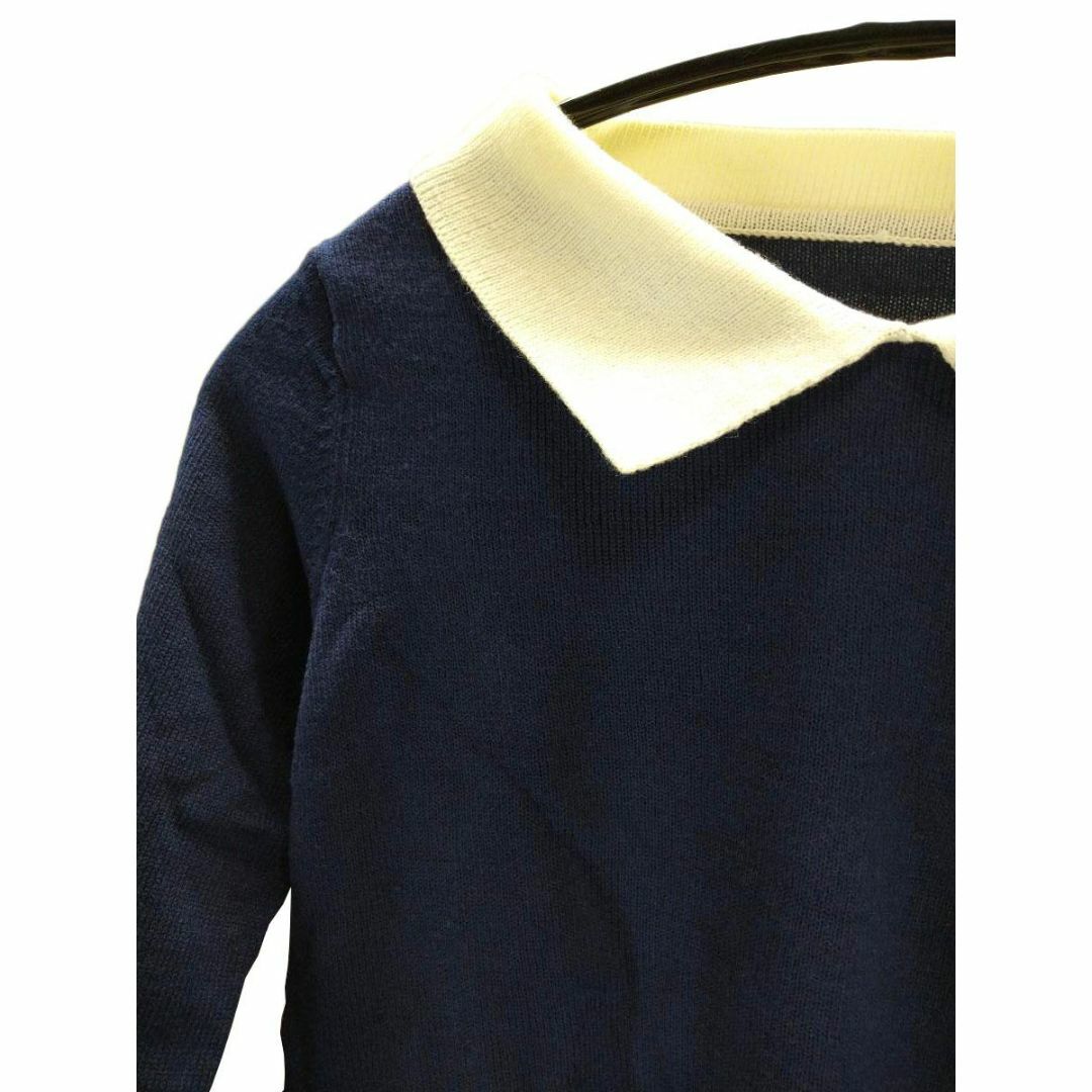 AW0516◇ 新品 セーター 長袖 襟(ホワイト) 袖口・裾リブ PSサイズ レディースのトップス(ニット/セーター)の商品写真