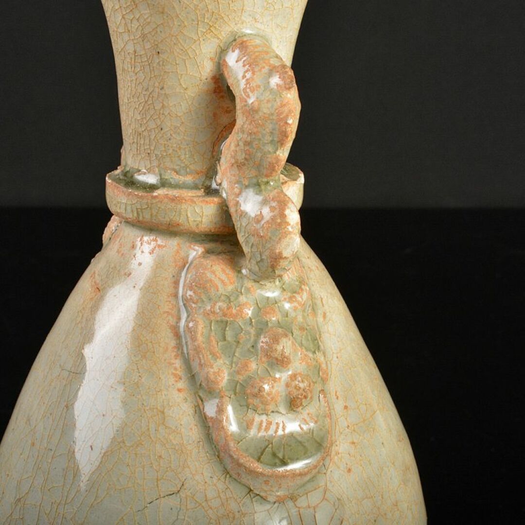 中国 耀州窯 青磁 双耳瓶 C R6659 美術品/アンティーク 中国 耀州窯 青磁 双耳瓶 C R6659 美術品/アンティーク