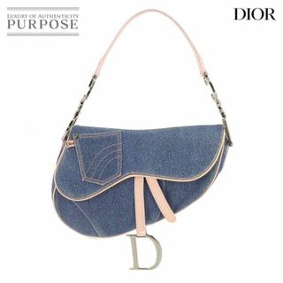 クリスチャンディオール(Christian Dior)のクリスチャン ディオール Chiristian Dior サドルバッグ ショルダー バッグ デニム エナメル ブルー ピンク シルバー 金具 VLP 90216358(ショルダーバッグ)