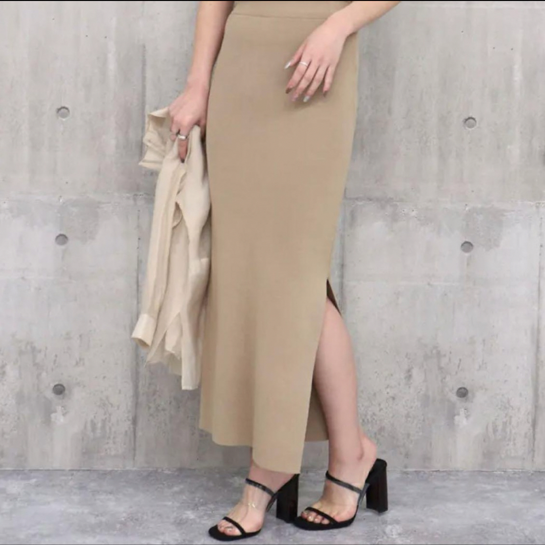ANAP(アナップ)の新品タグ付き　ANAP ニットスカート　キャメル レディースのスカート(ロングスカート)の商品写真