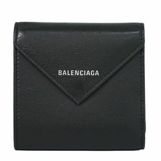 バレンシアガバッグ(BALENCIAGA BAG)の本物 バレンシアガ BALENCIAGA ペーパー コンパクトウォレット 折財布 レザー ブラック 637450 Papier 財布 ウォレット 中古(財布)