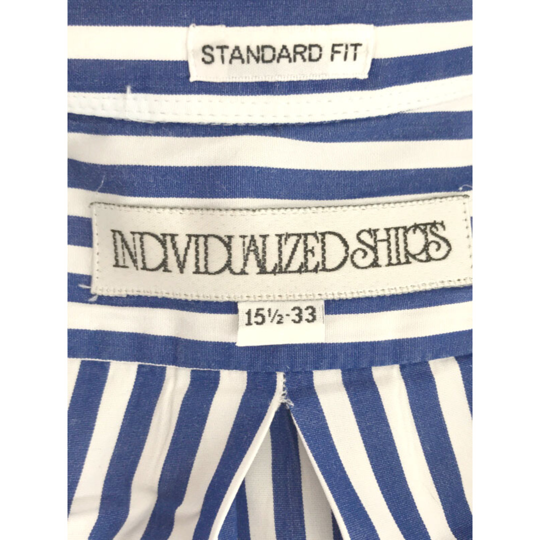 INDIVIDUALIZED SHIRTS(インディヴィジュアライズドシャツ)のINDIVIDUALIZED SHIRTS インディビジュアライズド シャツ STANDARD FIT ロンドンンストライプB.Dシャツ ブルー×ホワイト 15 1/2 メンズのトップス(シャツ)の商品写真