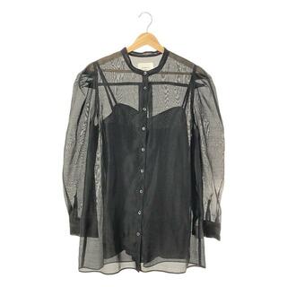 アメリヴィンテージ(Ameri VINTAGE)の【美品】  Ameri VINTAGE / アメリヴィンテージ | BUSTIER LAYERED SHEER SHIRT / キャミ付き シアーシャツ | M | ブラック | レディース(シャツ/ブラウス(長袖/七分))