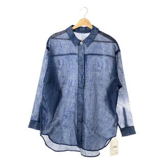 アメリヴィンテージ(Ameri VINTAGE)の【新品】  Ameri VINTAGE / アメリヴィンテージ | EMBOSS PATTERN SHEER SHIRT / シアーシャツ | F | ブルー | レディース(シャツ/ブラウス(長袖/七分))