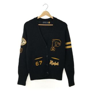 ポロラルフローレン(POLO RALPH LAUREN)の【美品】  POLO RALPH LAUREN / ポロラルフローレン | レタードニット カーディガン | S | ネイビー/イエロー | レディース(カーディガン)