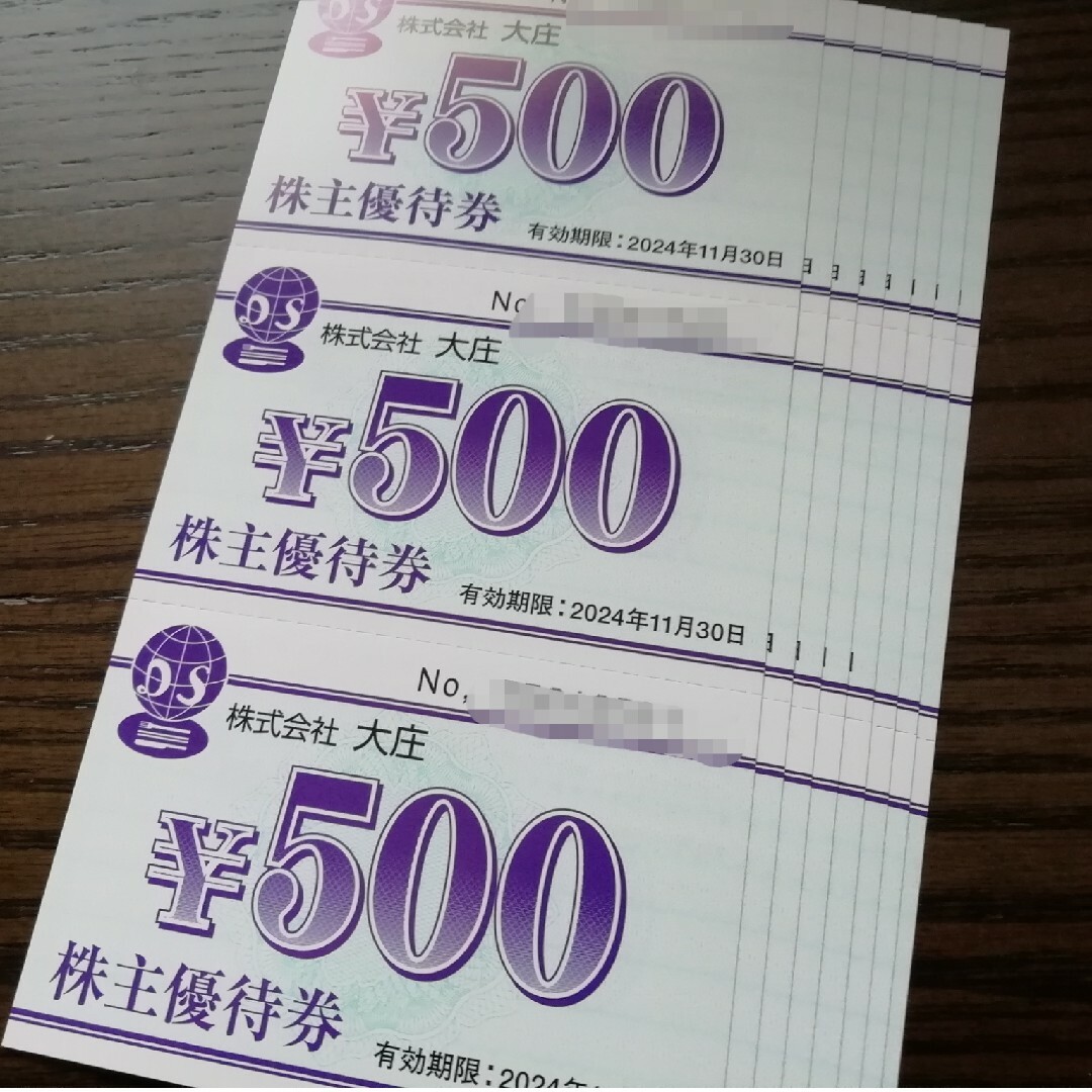 石川県の公立高校 大庄株主優待券12000円分（500円×24枚