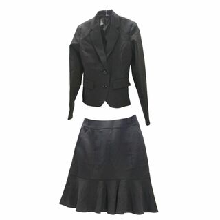 AW0509■ 新品 ジャケット＆スカートセット フォーマル スーツ ブラック(スーツ)