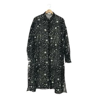 ザリラクス(THE RERACS)のTHE RERACS / ザリラクス | 2021AW | REGULAR COLLAR A-LINE SHIRT 星柄 レギュラーカラー Aライン ロングシャツ | 36 | ブラック | レディース(シャツ/ブラウス(長袖/七分))