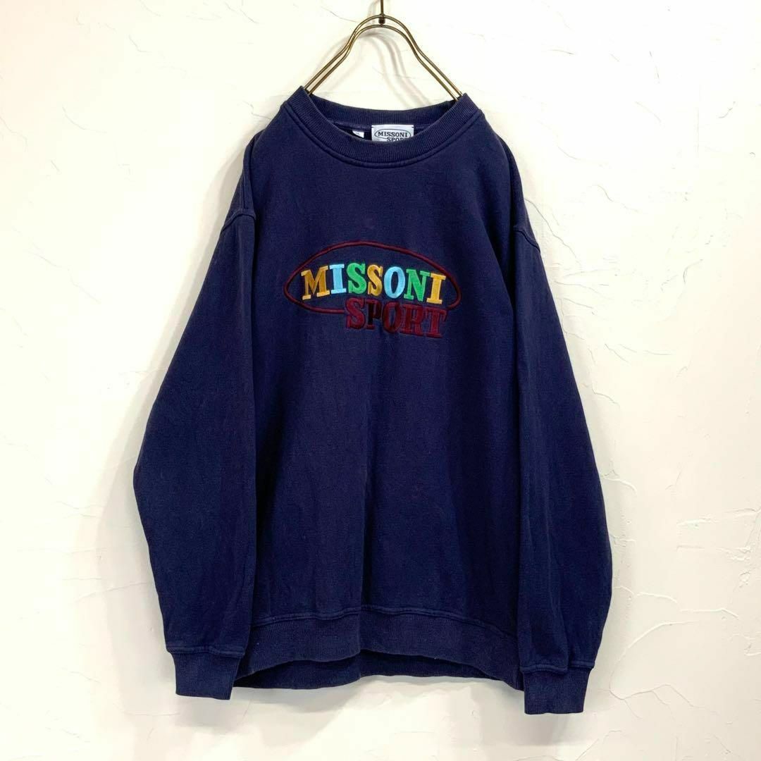 MISSONI(ミッソーニ)の希少 90’s MISSONI SPORT ミッソーニ 肉厚刺繍 スウェット メンズのトップス(スウェット)の商品写真