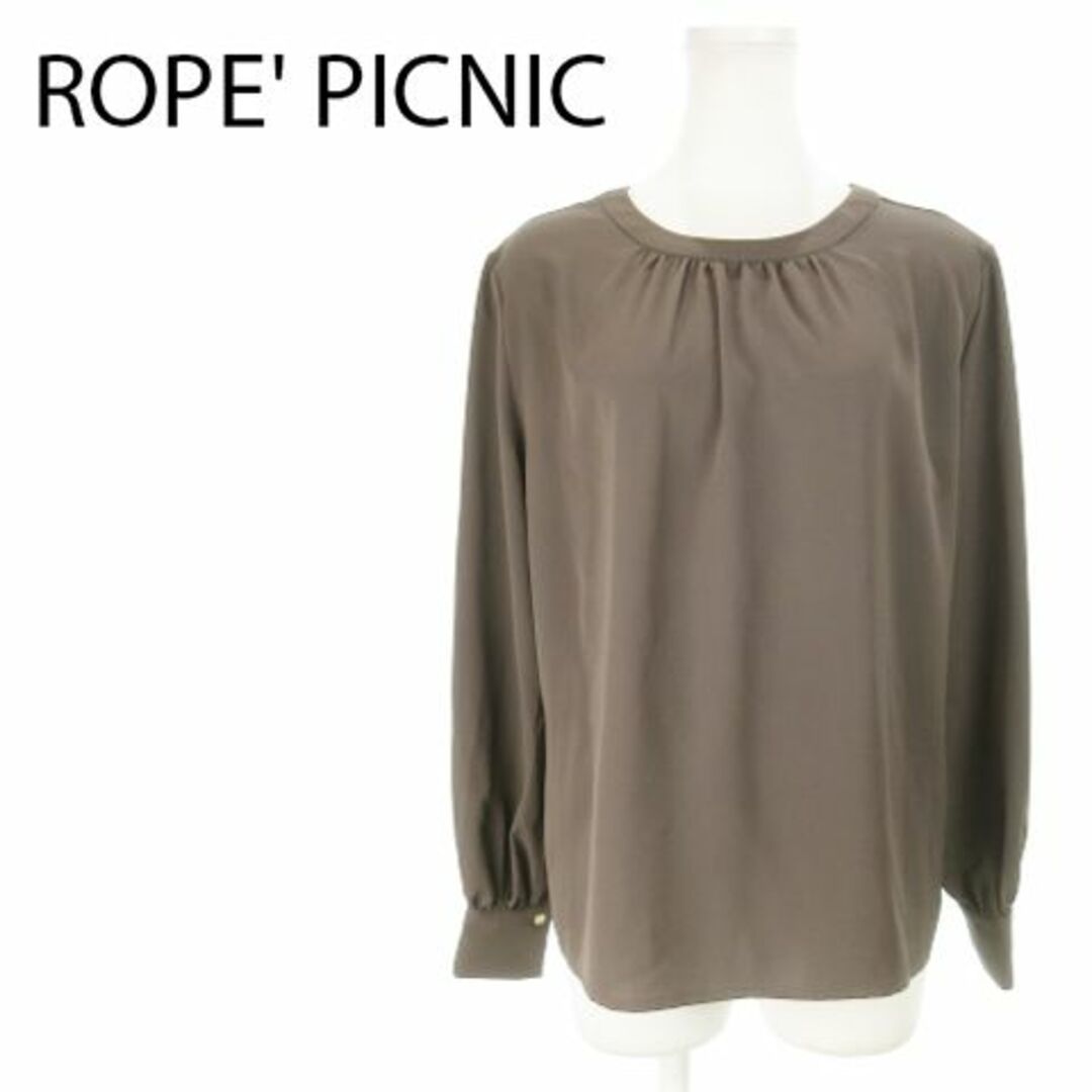 Rope' Picnic(ロペピクニック)のロペピクニック とろみギャザーブラウス 2way 38 茶 231213MN1R レディースのトップス(シャツ/ブラウス(長袖/七分))の商品写真