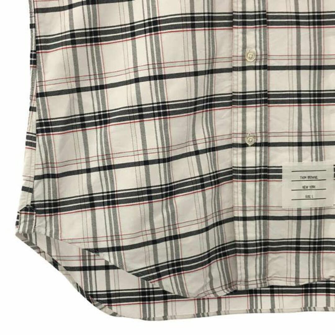 THOM BROWNE(トムブラウン)のTHOM BROWNE / トムブラウン | チェック ボタンダウン 半袖シャツ | 1 | ホワイト | メンズ メンズのトップス(Tシャツ/カットソー(半袖/袖なし))の商品写真