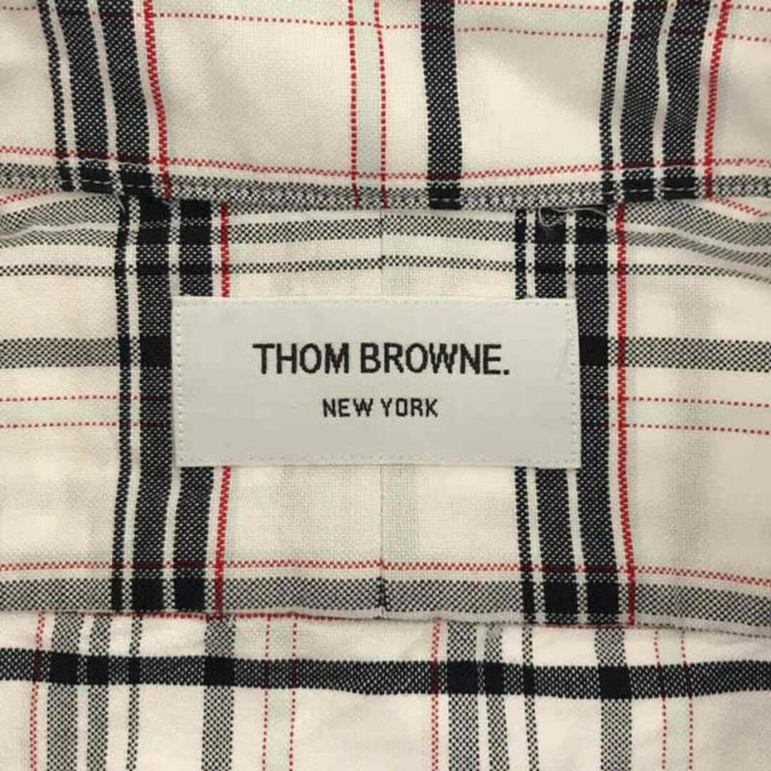 THOM BROWNE(トムブラウン)のTHOM BROWNE / トムブラウン | チェック ボタンダウン 半袖シャツ | 1 | ホワイト | メンズ メンズのトップス(Tシャツ/カットソー(半袖/袖なし))の商品写真