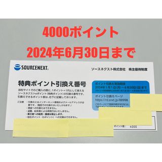 ソースネクスト(SOURCENEXT)のソースネクスト株主優待eポイント4000円分(ショッピング)