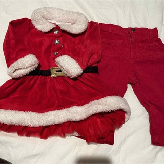baiya 80 サンタ　クリスマス　赤　レッド　女の子　ワンピース　ズボン(ワンピース)
