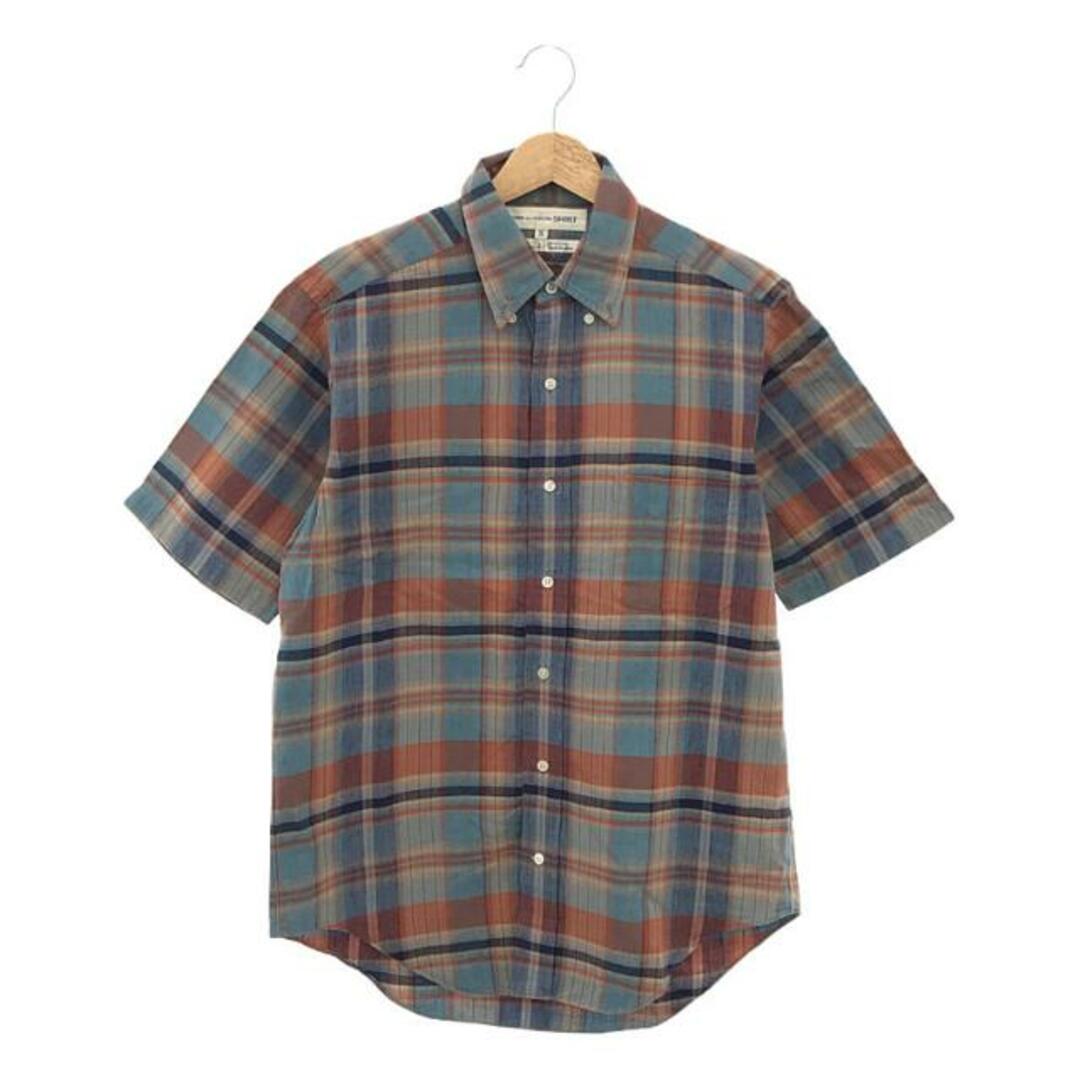 COMME des GARCONS SHIRT(コムデギャルソンシャツ)の【美品】  COMME des GARCONS SHIRT / コムデギャルソンシャツ | コットン チェック ボタンダウンシャツ | M | ブルー/オレンジ | メンズ メンズのトップス(Tシャツ/カットソー(半袖/袖なし))の商品写真