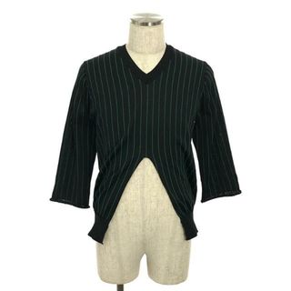 コムデギャルソンオムプリュス(COMME des GARCONS HOMME PLUS)のCOMME des GARCONS HOMME PLUS / コムデギャルソンオムプリュス | 2003SS | 製品染め ポリエステルストライプ カッティング スリット ニット | ブラック/グリーン | メンズ(ニット/セーター)