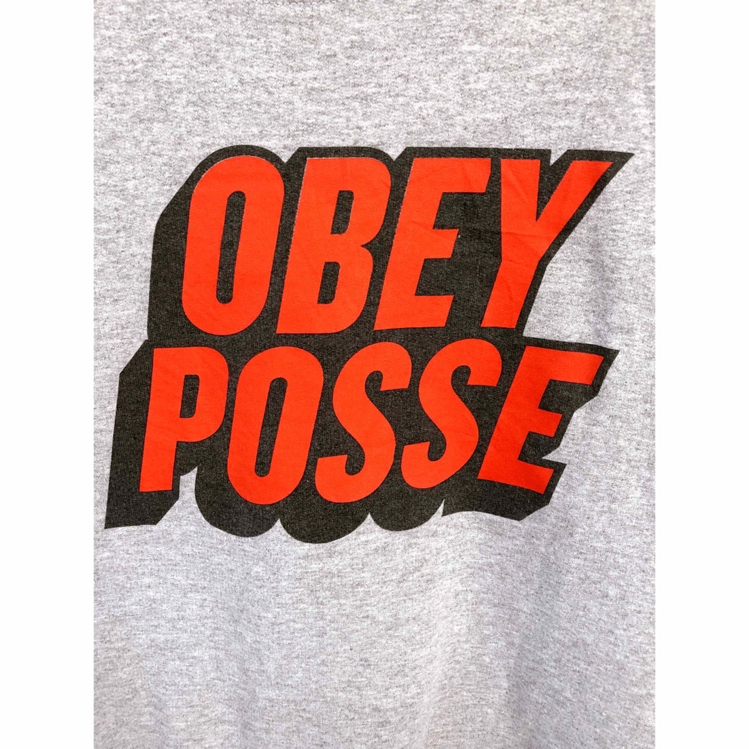 OBEY(オベイ)のOBEY POSSE　オベイ ポシ　スウェット　S　グレー　USA古着 メンズのトップス(スウェット)の商品写真