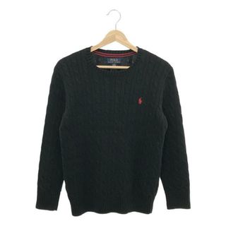 ポロラルフローレン(POLO RALPH LAUREN)のPOLO RALPH LAUREN / ポロラルフローレン | コットン ケーブル クルーネックニット | 14-16 | ブラック | レディース(ニット/セーター)