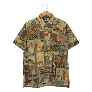 エンジニアードガーメンツ(Engineered Garments)の【美品】  Engineered Garments / エンジニアドガーメンツ | 総柄プリント プルオーバー ボタンダウン 半袖シャツ | M | ブラウン系 | メンズ(Tシャツ/カットソー(半袖/袖なし))