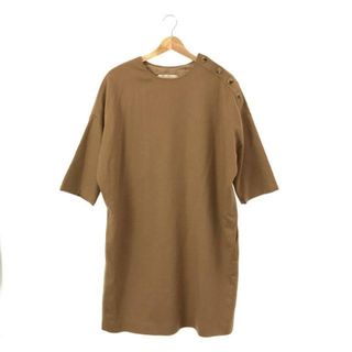 マックスマーラ(Max Mara)のMax Mara / マックスマーラ | ウール ショルダーボタン 7分袖 ワンピース | 44 | キャメル | レディース(ロングワンピース/マキシワンピース)