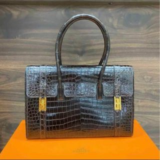 エルメス(Hermes)の希少　逸品　美品　エルメス　ドラッグ　27　クロコダイル　ハンドバッグ　箱(ハンドバッグ)