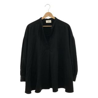 【美品】  1er Arrondissement / プルミエアロンディスモン | ウールサテンスキッパーブラウス | 38 | ブラック | レディース(シャツ/ブラウス(長袖/七分))