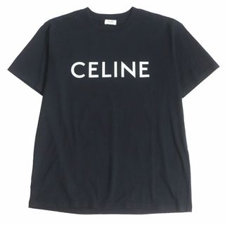 セリーヌ(celine)の美品□CELINE/セリーヌ 2X681671Q コットンジャージー ロゴプリント 半袖 ルーズTシャツ/カットソー ブラック/ホワイト S 伊製 正規品(Tシャツ/カットソー(半袖/袖なし))