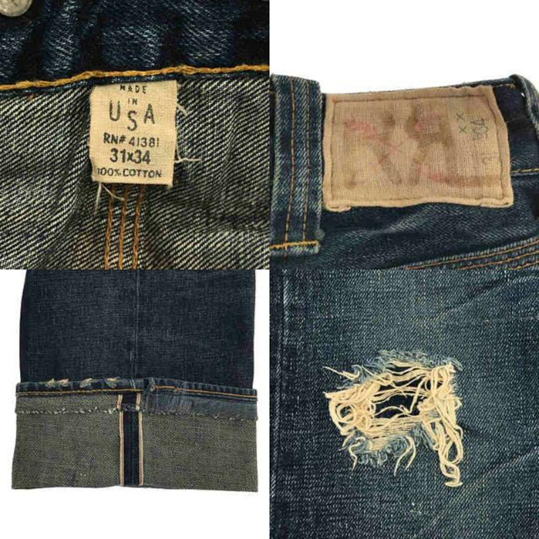 RRL / ダブルアールエル | JAPAN WOVEN SELVEDGE ダメージ加工 シンチバック セルビッチ デニムパンツ | 31×34 |  インディゴ | メンズ