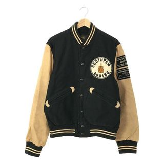 ダブルアールエル(RRL)のRRL / ダブルアールエル | ヴィンテージ加工 SOUTHPAW BOXING VARSITY JACKET 袖レザー ワッペン スタジャン | S | ブラック / ベージュ | メンズ(その他)