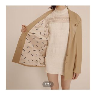 エピヌ(épine)のépine logo lining leather jacket beige(トレンチコート)