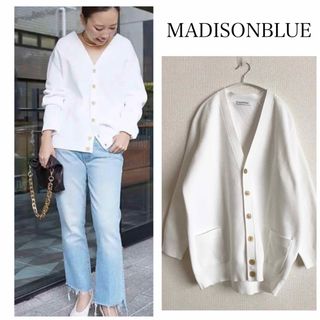 マディソンブルー(MADISONBLUE)の【MADISONBLUE】 美品　ホワイト Vネック カーディガン(カーディガン)