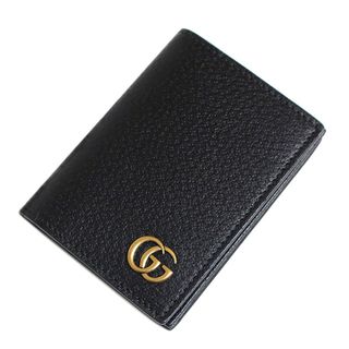 グッチ(Gucci)のグッチ GGマーモント カードケース 名刺入れ 定期入れ パスケース カーフスキン レザー ブラック 黒 アンティークゴールド金具 428737 箱付 GUCCI（新品・未使用品）(名刺入れ/定期入れ)